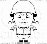 Army Girl Angry Clipart Cartoon Thoman Cory Happy Outlined Coloring Vector Boy Blank Banner Over 2021 Clipartof Royalty sketch template