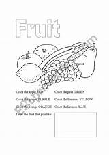 Fruit Coloring Worksheet Fruits Worksheets Esl sketch template