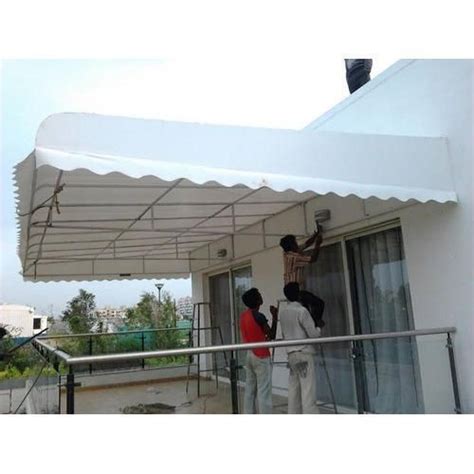 white fixed retractable awning yash services id