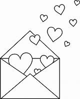 Valentine Clipart Envelope Coloring Letter Heart Colorable Clip Outline Note Pages Color Valentines Cliparts Sweetclipart Hearts Line Drawing Kids Letters sketch template