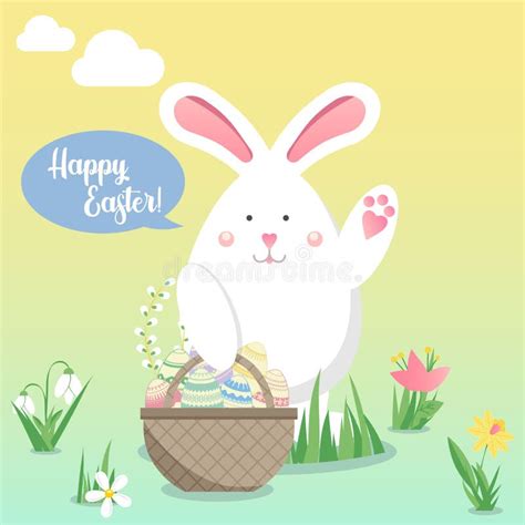easter vector illustration  egg bunny rabbit  flower spring