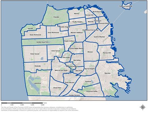 great map  shows   districts   city  san