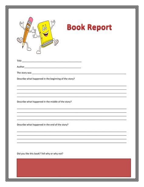 book report templates reading worksheets