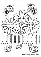 Garden Coloring Flowers Iheartcraftythings Darker Snails Bees sketch template