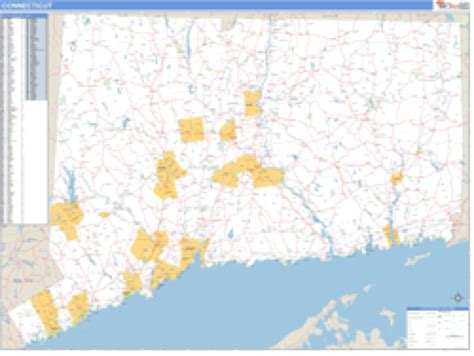 connecticut zip code wall map