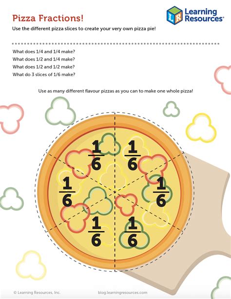 pizza fractions printable school aids