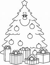 Coloring Tree Christmas Presents Pages Printable Children Print Blank Color Kids sketch template