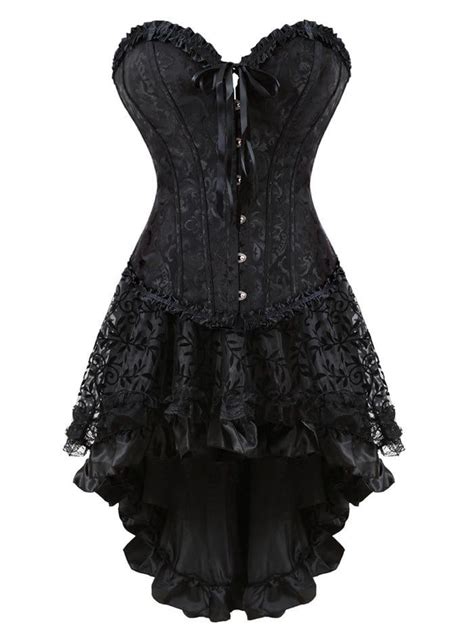 high   piece jacquard corset dress black  gothic corset dresses corset dress