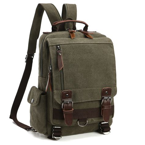 dasein unisex lightweight multi pockets canvas small day bag school backpack vintage travel