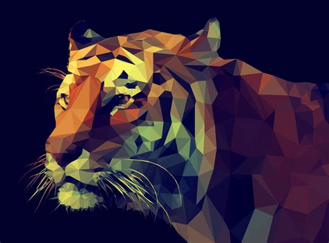 poly tiger  vector art  vecteezy