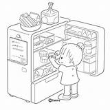 Refrigerator Coloring Para El Pages Opening Colorear Refrigerador Abriendo Dibujos Imagenes Clipart Picasa Nina Infantil sketch template