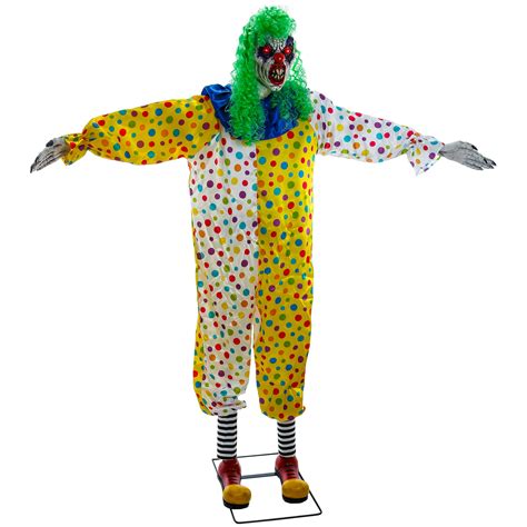 halloween haunters ft animated standing scary evil circus clown prop