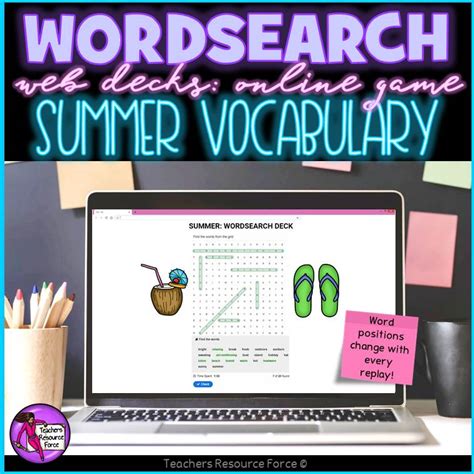 summer vocabulary wordsearch  game