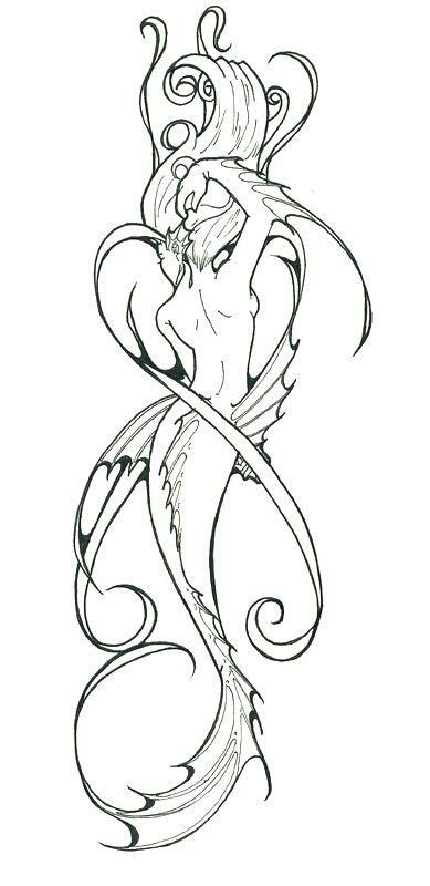 Siren Tattoo Outline Mermaid Tattoo Designs Mermaid Drawings Mermaid