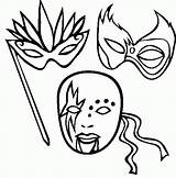 Mardi Gras Coloring Pages Masks Three Popular Coloringhome sketch template