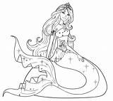 Coloring Mermaid Barbie Pages Comments sketch template