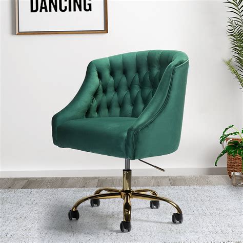 lydia tufted velvet upholstery office chair  gold base  office