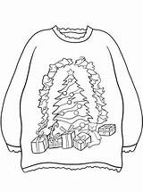 Sweater Christmas Coloring Sweaters Ugly Pages Tree Presents Printable Kids Drawing Fun sketch template