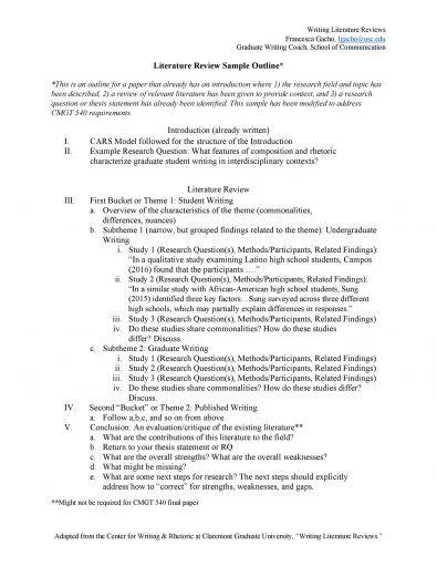 literature review template  writing coach student writing