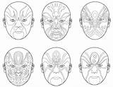 Opera Chinese Masks Coloring Mask Drawing Printable Choose Board Supercoloring Pages Categories sketch template