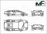 Lamborghini Countach Blueprints Disegno 5000s sketch template