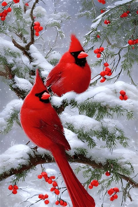 snowy whimsical christmas cardinal creative fabrica