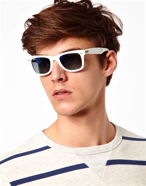 ray ban wayfarer sunglasses  internal london print  white  men