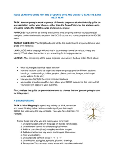 igcse learning guide  great    year reflection activity