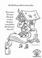 Nursery Coloring Rhyme Pages Clipart Rhymes Old Woman Who Library Lives There sketch template