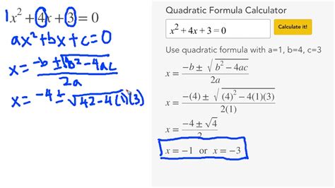 quadratic formula calculator youtube