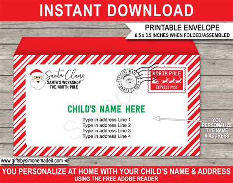 printable north pole envelope template pay period calendars