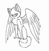Cat Winged Coloring Pages Lineart Wings Deviantart Drawings Getdrawings sketch template