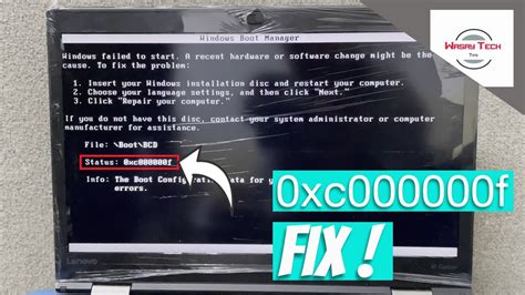 how to fix error 0xc000000f step by step fix error 0xc000000f youtube