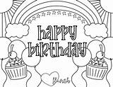 Birthday Happy Coloring Pages Rainbows Sunshine Per Flourish sketch template