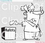 Ballot Box Putting Plug Voter Nose Outline Illustration Cartoon His Royalty Clipart Vector Toonaday Quotes Quotesgram sketch template