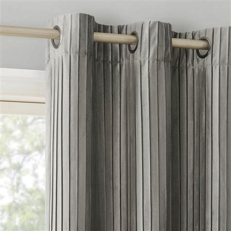 sun  cascade pleated velvet gray polyester        grommet blackout curtain