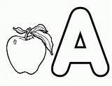 Coloring Letter Apple Colouring Kids Pages Fruit Print sketch template