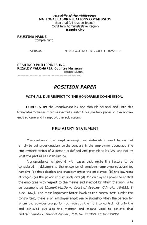 position paper  philippines  constructive dismissal