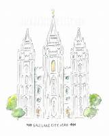 Temple Salt Lake Lds Watercolor Sketch Drawing Clipart City Simple Temples Painting Print Etsy Template Drawings Utah Paintingvalley Cliparts Templo sketch template