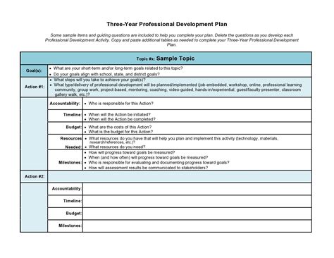 professional development plan templates
