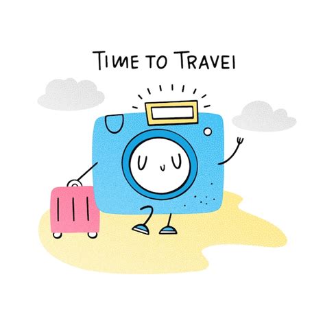 Premium Vector Time To Travel Emoji Camera With Suitcase Vector
