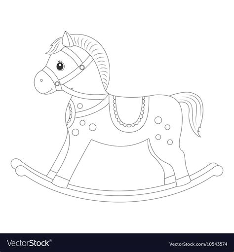 rocking horse  coloring book royalty  vector image