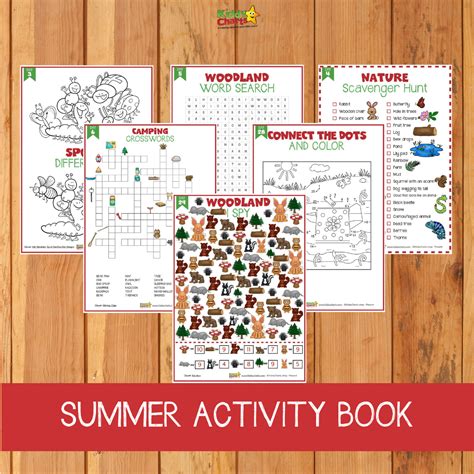 kids summer activity book  pages  fun  august