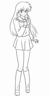 Body Anime Girl Drawing Coloring Pages Draw Easy School Girls Inuyasha Kagome Drawings Printable Color Print Sketch Kids 색칠 Basic sketch template