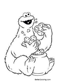 cookie monster elmo coloring pages  printable coloring pages