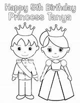 Prince Princess Coloring Pages Printable Little Drawing Party Color Kids Knight Birthday Drawings Tea Cinderella Easy Activity Clipart Personalized Cartoon sketch template