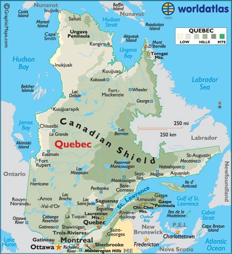 Quebec Canada Large Color Map