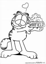 Garfield Kolorowanka Kot Serce Jedzenie Druku Rysunek sketch template