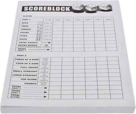 bolcom scoreblok yahtzee scoreblad  vellen spelblad score blok spel
