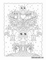 Coloring Chouette Edwina Hibou Owls Notebook Namee Ornamental Birijus Paisley sketch template